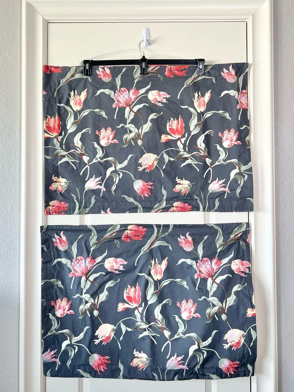 IKEA Alandsrot French Tulip Pillow Shams Set Grey Pink Floral Cottagecore Pair